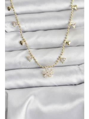 Lowell Home Ieg Pirinç Gold Renk Zirkon Taşlı Çiçek Model Kadın Kolye LWLBJ-RSIEG2346