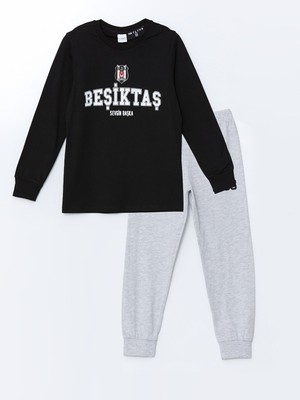 Lc Waikiki Yeni Sezon Bisiklet Yaka Beşiktaş Baskılı Erkek Çocuk Pijama Takımı