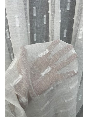 Cortibo Ponpon Desenli 1'e 3 Sık Pileli Foldet Keten Tül Perde