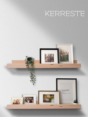 Kerreste Ahşap Duvar Rafı 2'li Set 35 x 7 Modern Tasarım ile Dekoratif Kullanım İçin