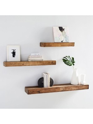Ahşap Dekoratif 3 Lü Uçan Kitaplık Gizli Duvar Monte Aksesuar Rafı