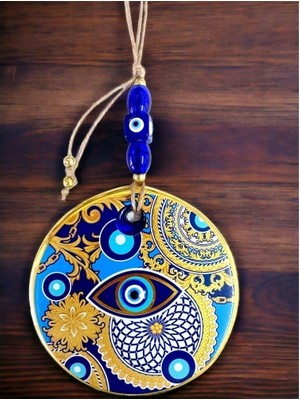 Lowell Home Çini Gold Desen Nazar Boncuklu Gözlü Duvar Süsü