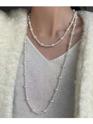 Ravinity 2 Sıra Krem Incili Kolye, Küçük Büyük Inci Boncuk Kolye