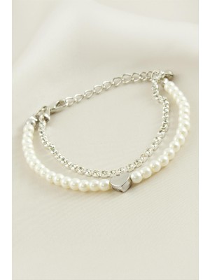 Lowell Home Ieg Kalp Şerit Taşlı Inci Bileklik LWLBJT-RSIEG327