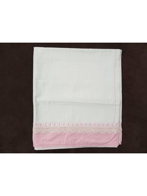 Mor Tırtıl El Işi Dantel Işlemeli Çift Kişilik Beyaz Çarşaf  Çeyizlik Hediyelik