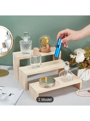 Doğal Çam Ahşap U Şeklinde 3’lü Stand | Takı ve Aksesuar Düzenleyici | Dekoratif Raf Organizer