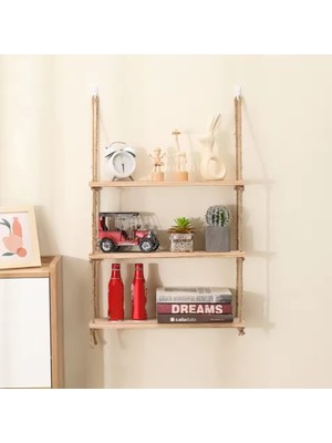 3 Lü Halatlı Duvar Rafı ,mutfak Rafı,banyo Rafı,3 Lü Set,uçan Raf,dekoratif Raf,rustik