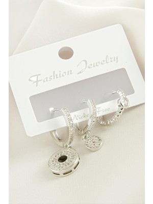 Lowell Home Ieg 3 Adet Yuvarlak Zirkon Taşlı Küpe LWLBJT-RSIEG327