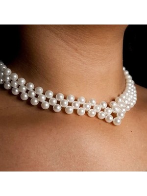 Ravinity El Emeği Beyaz Inci Kolye Örgü Model Incili Gerdanlık