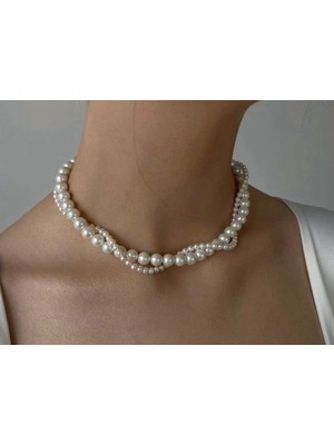 Ravinity Ikili Sarmal Inci Kolye, Choker Incili Kolye