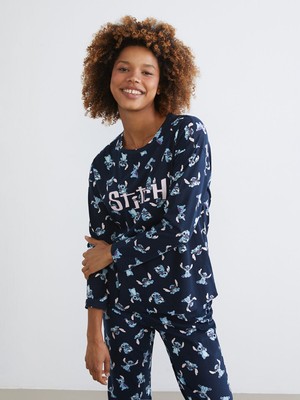 Lc Waikiki Yeni Sezon Bisiklet Yaka Stitch Baskılı Kadın Pijama Takımı