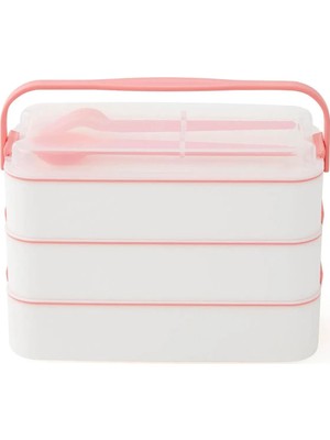 Lowell Home Ieg 3 Katlı Kulplu Beslenme Kabı  Diyet Sefer Tası Saklama Kabı Çatal Kaşıklı LWLRSY-435RSIE