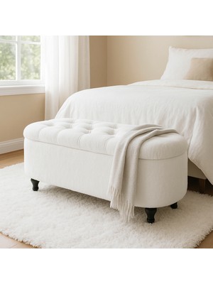 Simple Uzun ve Derin Sandıklı Puf Bench Çok Amaçlı Dekoratif Puf