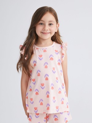 Lc Waikiki Yeni Sezon Çiçekli Kız Çocuk Şortlu Pijama Takım