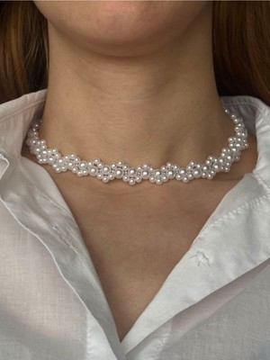 Ravinity Zik Zak Model Özel Tasarım Choker Inci Tasma Kolye