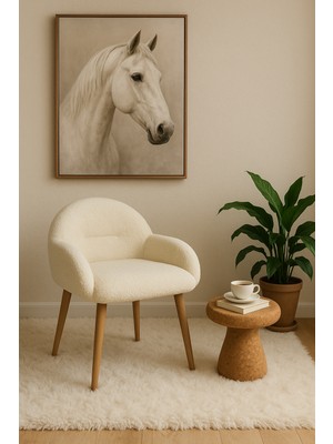 Tokyo Ahşap Ayaklı Retro Puf Minimal Berjer Makyaj Masası Sandalyesi Çok Amaçlı Berjer