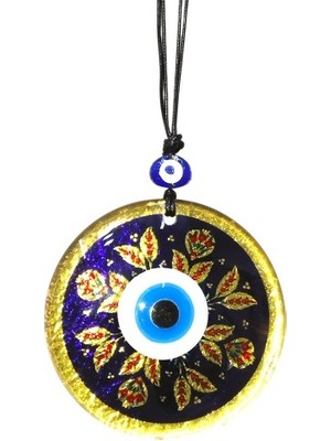 Lowell Home Kırmızı Laleli Gold Renk Cam Süs Altın Varaklı Duvar Dekoru