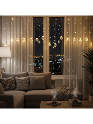 By Nevser 10 Sarkıtlı Kumandalı Dekoratif Top Içi Mini Toplu LED Günışığı Rengi Dekoratif Aydınlatma