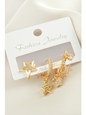 Lowell Home Ieg 3 Adet Yıldız Zirkon Taşlı Küpe LWLBJT-RSIEG327