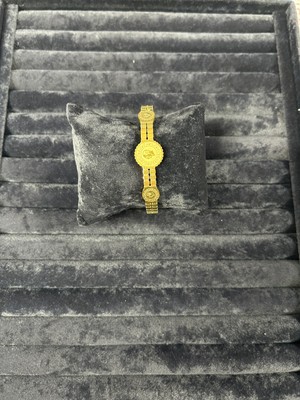 Stainless Steel Osmanlı Motifli Plaka Detaylı Gold Bileklik