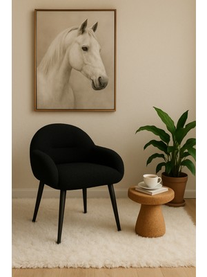 Tokyo Ahşap Ayaklı Retro Puf Minimal Berjer Makyaj Masası Sandalyesi Çok Amaçlı Berjer