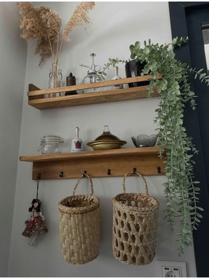 50 cm Ahşap Baharatlık Kahve Köşesi Askılık Terek Renkli Modern Tasarım Depolama Çözümü