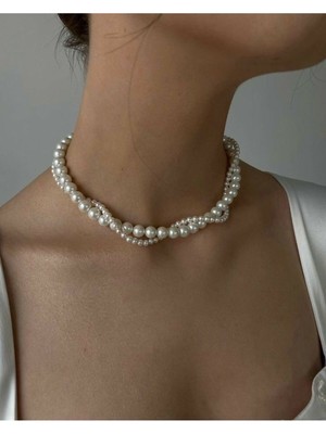 Ravinity 2 Sıra Sarmal Örgü Kolye Inci Boncuk Kolye