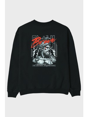 Ankhises Brave Arka Baskılı Oversize Sweatshirt Erkek Kadın Unisex
