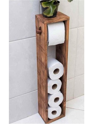 Dekor Ahşap Tuvalet Kağıtlığı Şık Tasarım Banyo Aksesuarı Suya Dayanıklı Renkli