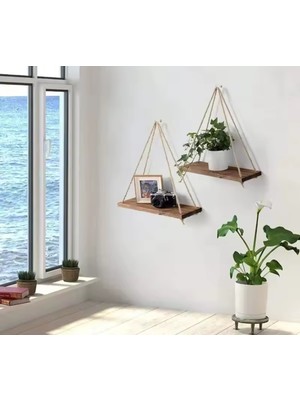 3 Lü Venge(Koyu Kahve )Halatlı Duvar Rafı ,mutfak Rafı,banyo Rafı ,uçan Raf,dekoratif ,rustik