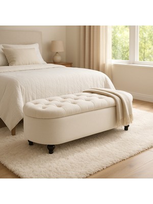 Simple Uzun ve Derin Sandıklı Puf Bench Çok Amaçlı Dekoratif Puf