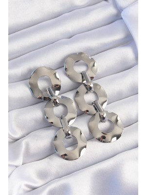 Lowell Home Ieg Pirinç Gümüş Renk Oval Ayna Model Sallantılı Küpe LWLBJ-RSIEG2346