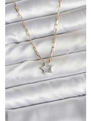 Lowell Home Ieg Pirinç Gold Renk Zincirli Zirkon Taşlı Minimal Yıldız Model Kadın Kolye LWLBJ-RSIEG2346