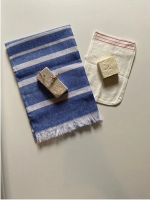 Lowell Home Gelin Hamamı Seti, Premium Peştemal , Ponza Topuk Taşı, Doğal Zeytinyağı Sabun, Kese 4lü Set