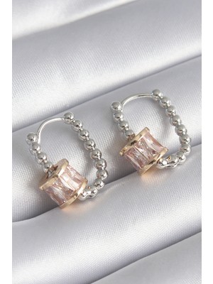 Lowell Home Ieg Pirinç Gümüş Renk Top Model Gold Renk Zirkon Taşlı Kadın Küpe LWLBJ-RSIEG2346