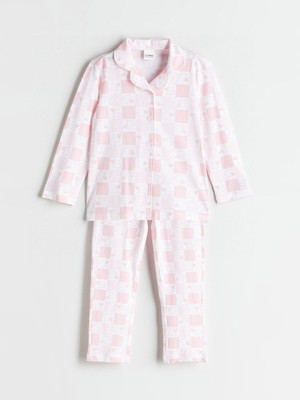 Lc Waikiki Yeni Sezon Gömlek Yaka Baskılı Kız Çocuk Pijama Takımı