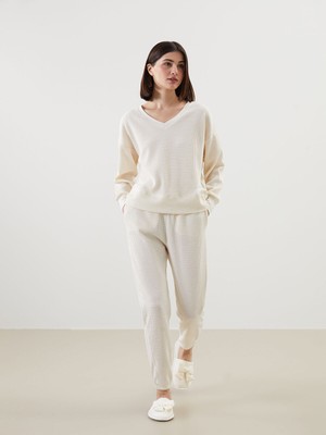 Lc Waikiki Yeni Sezon Beli Lastikli Dokulu Kadın Jogger Pijama Altı