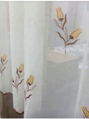 Keten Tül Keten Tül Perde Işlemeli Dikili Hazır Pilesiz Perde