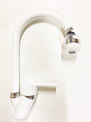 Fulcie Armatür Armilla Beyaz Krom 2 Fonksiyonlu Yağmurlama Özellikli Mutfak Eviye Bataryası Musluğu