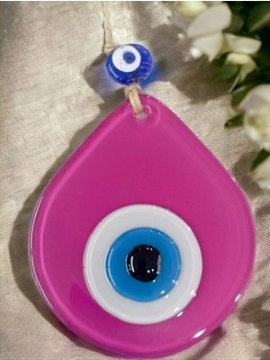 Lowell Home Orta Boy Pembe Damla Desen Nazar Boncuklu Duvar Dekoru Cam Duvar Süsü