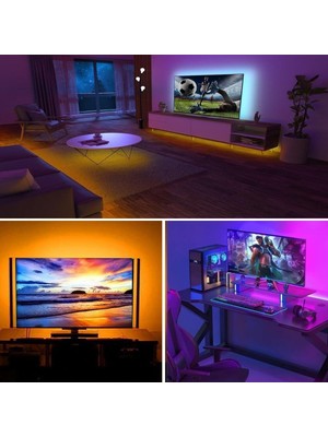 By Nevser 2 Metre Kumandalı USB LED Şerit Işık – Renk Ayarlı Dekoratif Ortam ve Ambiyans Aydınlatması