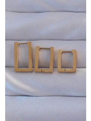 Lowell Home Ieg 316L Çelik Gold Renk Dikdörtgen Küpe Seti LWLBJ-RSIEG2346