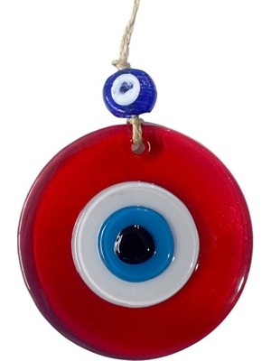 Lowell Home Şeffaf Kırmızı Nazar Boncuklu Duvar Süsü 10 cm Cam Duvar Dekoru