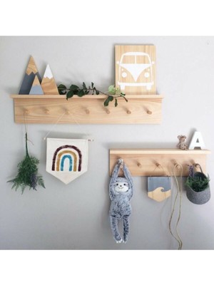 Ahşap Rafli Duvar Askılığı 2 Adet 70×50 cm