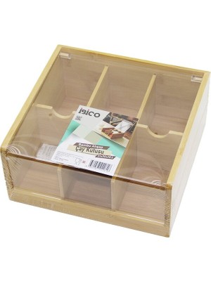 Lowell Home Ieg Ahşap Bambu 6 Bölmeli  Poşet Çay Kutusu Mika Plastik Kapak  21X20X10CM (4887) LWLRSHM-324