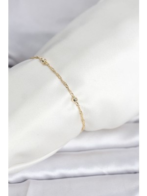 Lowell Home Ieg cm 14K Gold Renk Burgu Topçuk Model Kadın Bileklik LWLBJ-RSIEG2346