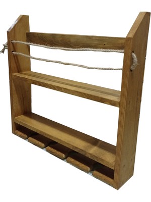 Emsa Ahşap Rustik Ahşap Şaraplık Halatlı İçki Barı Standı 50x50x9 cm Kahverengi Renkli
