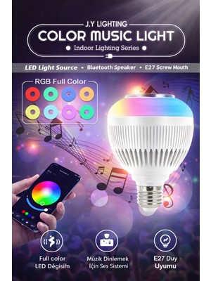 Eser Ticarett Bluetooth Hoparlörlü Rgb LED Ampul E27 | Renk Değiştiren Akıllı Müzikli Ampul | Telefon Uyumlu Color Music Light