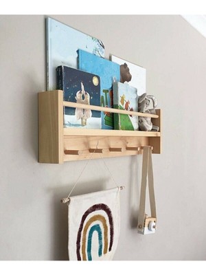 Ahşap Bebek Çocuk Odası Raflı Elbise Askilik