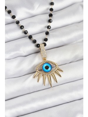 Lowell Home Ieg 316L Çelik Zincir Kristal Boncuklu Göz Model Kadın Kolye LWLBJ-RSIEG2346